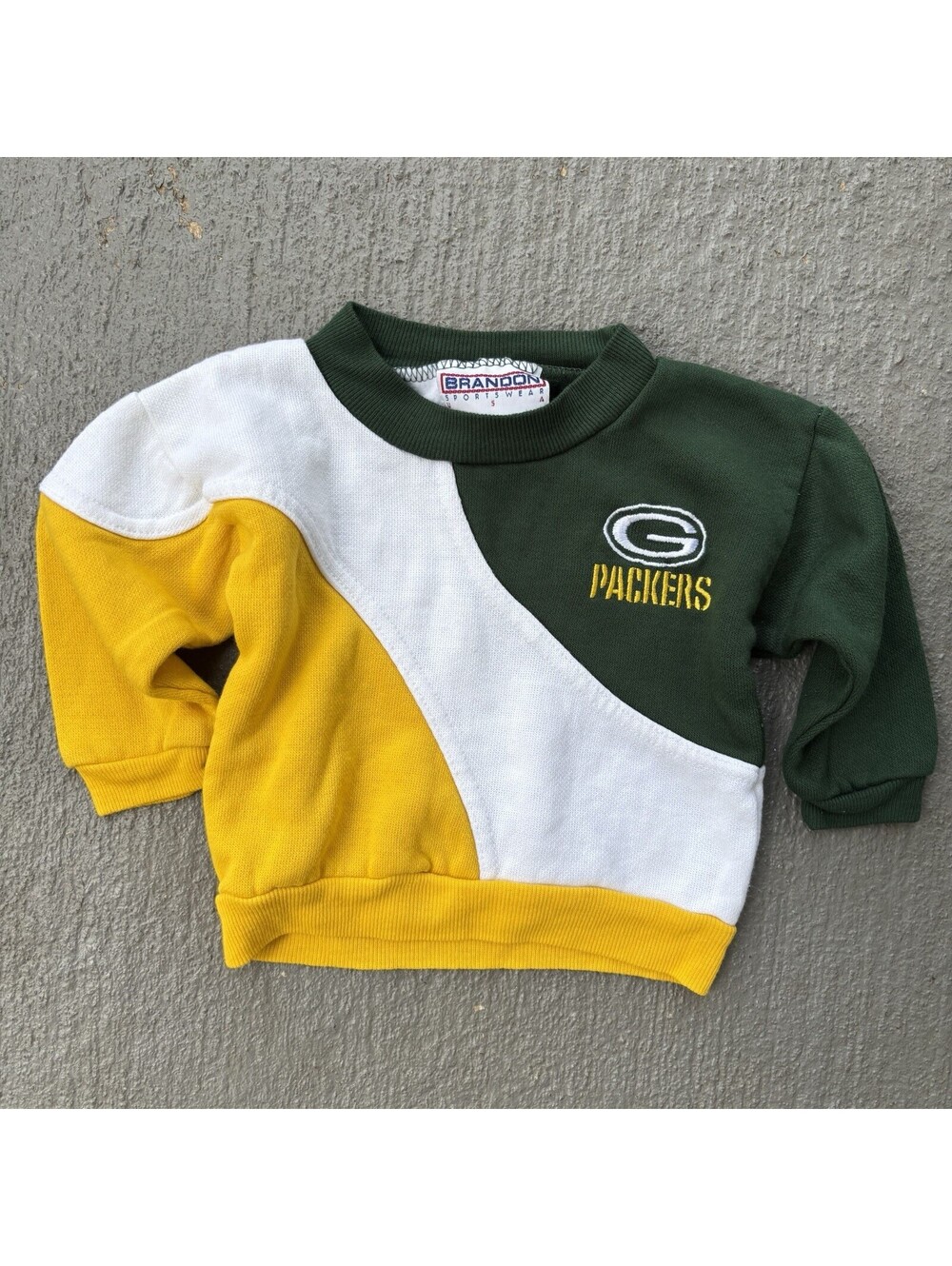 Vintage 90s Green Bay Packers NFL Football Colorblock Crewneck KIDS 6 Months￼